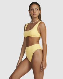 2 Tezzy Rib Scooped Bralette Bikini Top Yellow UVJX300128 RVCA