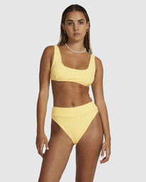 2 Tezzy Rib High Rise Bikini Bottom Yellow UVJX400132 RVCA