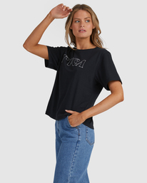 3 RVCA Curl Keyline Graphic Tee Black UVJZT00110 RVCA