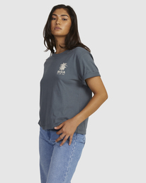 1 RVCA PALMS CUFFED EASY T-SHIRT Black UVJZT00194 RVCA