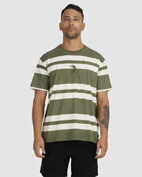 rvca, Lost Paradise Stripe - Camiseta para Hombre, AGAVE (gjg0) Lost Paradise Stripe - T-Shirt for Men UVYZT00419