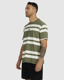 3 Lost Paradise Stripe - Maglietta da Uomo Green UVYZT00419 RVCA