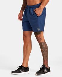 3 Yogger Stretch Elastic Waist Shorts 17" Blue V201TRYS RVCA