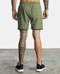 3 Yogger Stretch Elastic Waist Shorts 17" Green V201TRYS RVCA
