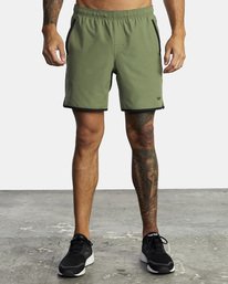 2 Yogger Stretch Elastic Waist Shorts 17" Green V201TRYS RVCA