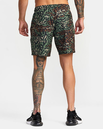 2 Yogger Stretch Elastic Waist Shorts 17" Green V201TRYS RVCA