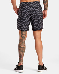 2 Yogger Stretch Elastic Waist Shorts 17" Black V201TRYS RVCA