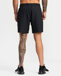 2 Yogger Stretch Elastic Waist Shorts 17" Black V201TRYS RVCA