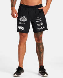 2 Yogger Stretch Elastic Waist Shorts 17" Black V201TRYS RVCA