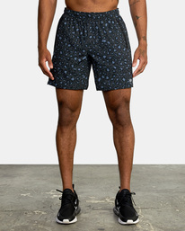 2 Yogger Stretch Elastic Waist Shorts 17" Grey V201TRYS RVCA