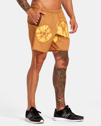 5 Yogger Stretch Elastic Waist Shorts 17" Yellow V201TRYS RVCA