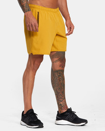 6 Yogger Stretch Elastic Waist Shorts 17" Yellow V201TRYS RVCA