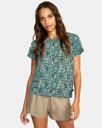 rvca, Recess 3 Crewneck Tee, PALM (gne0) RECESS 3 TEE W9082RR3